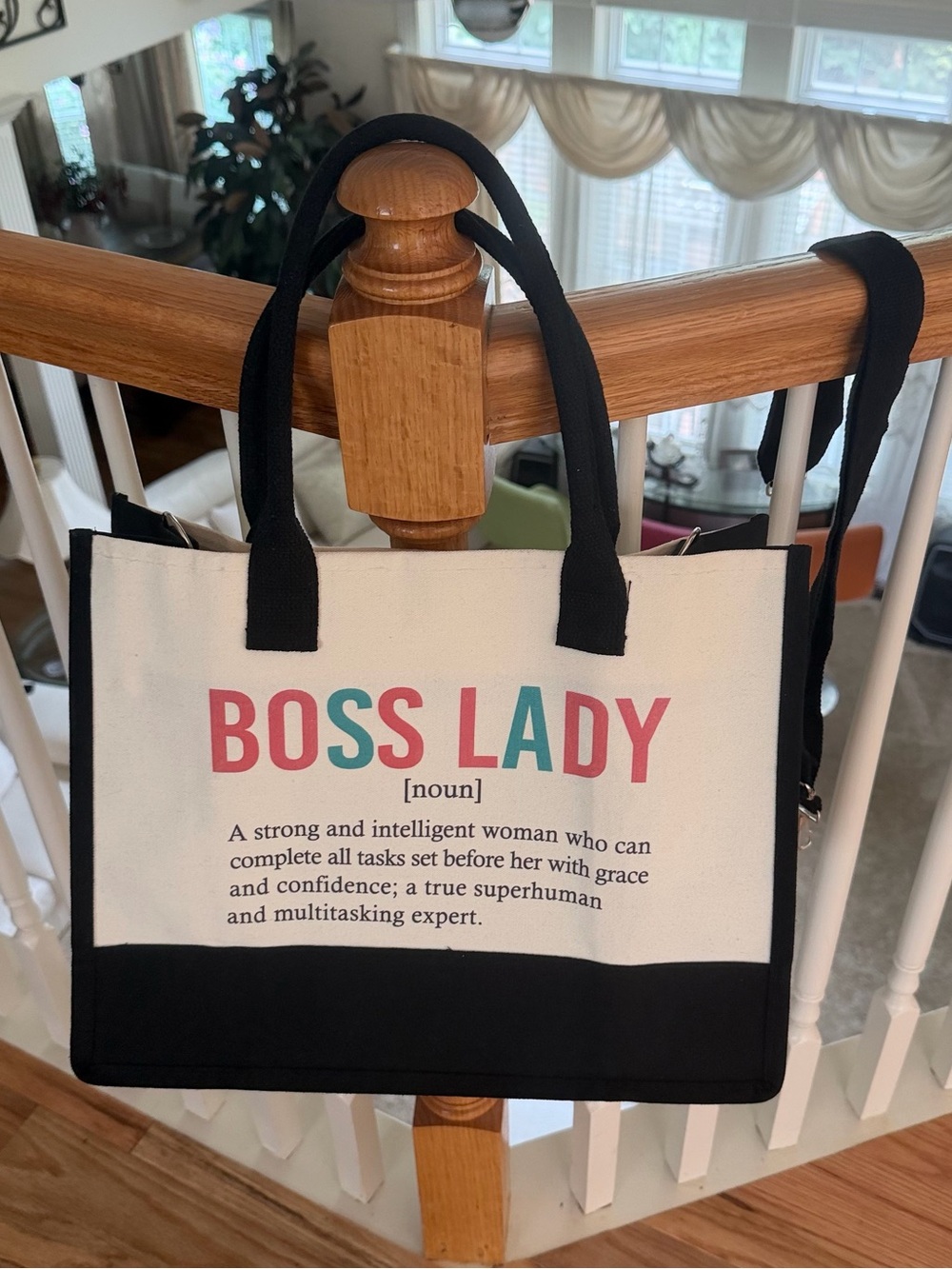 BOSS LADY Canvas Large Tote Bag Office Wear Workwear Career Business Casual - Picture 8 of 16